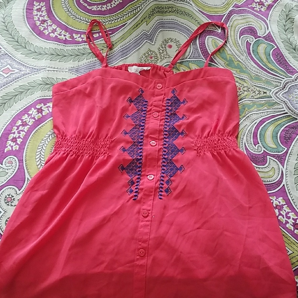 Coral Buttoned Tank Top